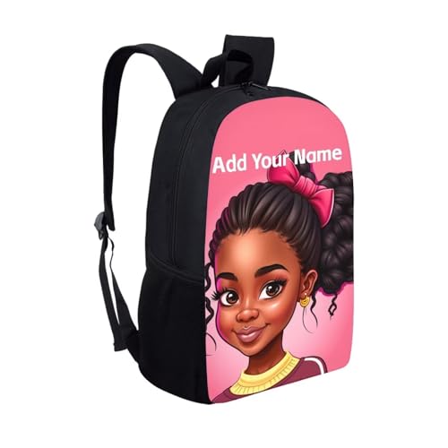 Afro Backpack School Kids Name Custom Bookbag for Student School Bag Personized Book Bag for Girls 6-8/10-12 African Back Pack Student Elementary Schoolbag - color: African Black Girl-15