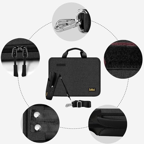 Laptop Case 15.6 Inch Briefcase Military-Grade Protection with Detachable Belt Bag, Compatible All Model of 15-16 Inch MacBook Pro and Most Popular 15.6 Inch Notebooks Chromebooks (Black) - color: Black