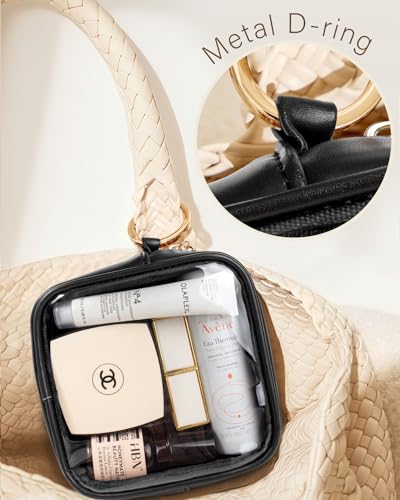 LETGO Clear Sunscreen Bags For Beach Pool,Waterproof Mini Sun Bag Travel Toiletry Makeup Bag,Travel Beach Pool Summer Essentials SPF Bag For Women Girls(Mini Black) - color: AA-Mini-Black
