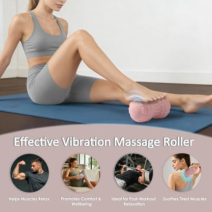 Silicone Vibrating Peanut Massage Ball Roller, Water Resistant Electric Double Lacrosse Massage Ball with 4 Intensities for Muscle Tightness, Deep Tissue Massager for Foot, Back, Hip (Pink) - color: Pink