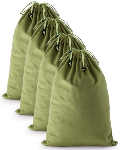4 Pcs Shoe Bags for Travel, Dust Velvet Bags, Sage Green, 17.3x12.6 Inch | Washable & Reusable Travel Shoe Bags, Dustproof Shoe Bags with Drawstring Closure, Suitable for Travel, Home Storage - color: Sage Green, size: 17.3"x12.6"