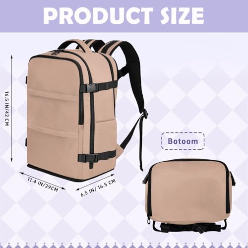 Travel Backpack with Shoe Compartment, 20L Large Capacity Laptop Backpack for Men Women, Dusty Rose Solid Color Daypack for Traveling Hiking Carry On