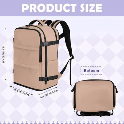 Travel Backpack with Shoe Compartment, 20L Large Capacity Laptop Backpack for Men Women, Dusty Rose Solid Color Daypack for Traveling Hiking Carry On