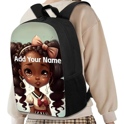 African Bookbag for Girls 10-12/4-6 Personalized Backpack for School Kids 2 Grade/3Rd Grade Custom Name Book Bag Student School Bag - color: African Black Girl-19