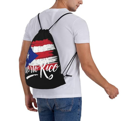 Puerto Rico Flag Drawstring Bag Sport Gym Backpack Beach Travel Sack Draw String Yoga Bag For Men Women - color: Puerto Rico Flag1