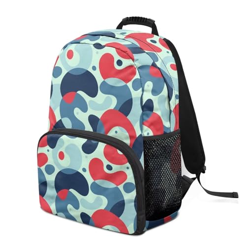 Large Capacity School Backpack for Teens & Adults - 17 Inch Laptop Bookbag with Padded Sleeve, Water Bottle Pockets & Organizer for High School College Work, Abstract Spot Pattern Print - color: Abstract Spot Pattern Print