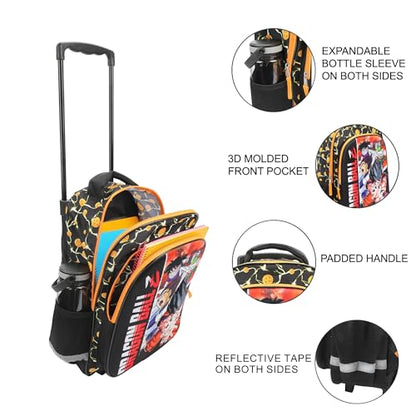 Bioworld Dragon Ball Z Group Shot 16" Rolling Travel Backpack - color: Black, Yellow & Red