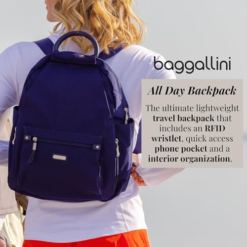 Baggallini Womens With Rfid Phone Wristlet All Day Backpack, Navy, One Size US - color: Navy