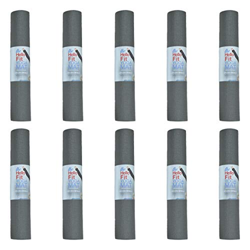10-Pack Yoga Mat, 68" x 24" Non Slip Exercise Mat, 4mm Thick Gym Mat for Fitness and Stretching, Bulk Non Toxic Yoga Mats for Schools and Studios - color: Gray