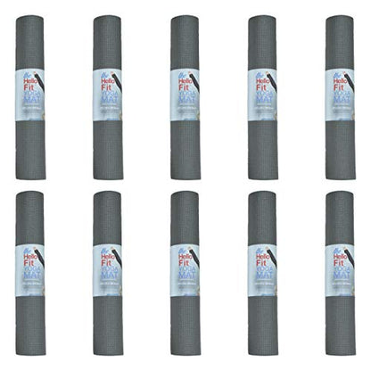 10-Pack Yoga Mat, 68" x 24" Non Slip Exercise Mat, 4mm Thick Gym Mat for Fitness and Stretching, Bulk Non Toxic Yoga Mats for Schools and Studios - color: Gray