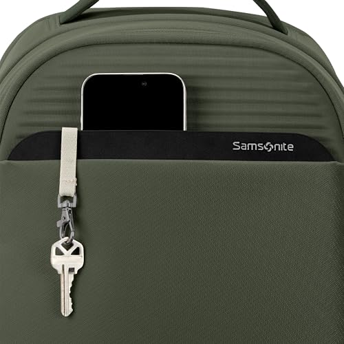 Samsonite Paralux Everyday Backpack - Laptop & Tablet Backpack with 5 Compartments, Removable TecKit™ Pouch, Microsuede Trim, Water Bottle Pockets - Work, Commute & Travel Bag - Olive - color: Olive