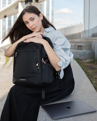 LIGHT FLIGHT Travel Laptop Backpack for 17.3" laptop, Anti Theft Backpack with USB Charging Hole, Water Resistant College Bookbag, Large Capacity Computer Backpacks for Work, Black | Carry On Backpack, USB Charging Hole, Water Resistant, Large Capacity -
