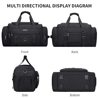 WITZMAN Duffle Bag for Men Large Overnight Carry On Weekender Bag with Shoe Compartment Sports Gym Duffle Bags for Traveling(B719 Black) - color: Black