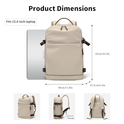 GOLF SUPAGS Laptop Backpack with Separate Laptop Compartment Fits 15.6 Inch Notebook Large Capacity Computer Bag for Women Work Travel College Backpacks (Apricot) - color: Apricot