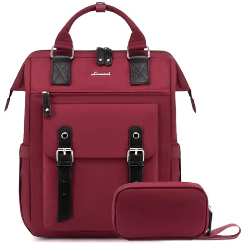 LOVEVOOK Laptop Backpack for Women Work Travel Backpack Teacher Commuter Business Computer Bag Doctor Nurse Bags College Backpack Purse, 15.6 Inch, Wine Red-black - color: Wine Red-black, size: 15.6 Inch