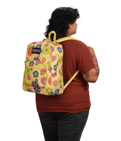 JanSport Cross Town Backpack 17" x 12.5" x 6" - Simple Bag for Everyone with 1 Main Compartment, Front Utility Pocket - Premium Class Accessories - Power to the Flower - color: Power to the Flower