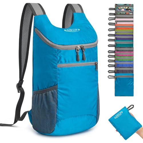 G4Free 11L Lightweight Packable Hiking Backpack, Nylon Small Foldable Daypack for Men Women, Mini Backpack Designed for Daily Hiking, Travel, Cycling - color: Blue, size: Small