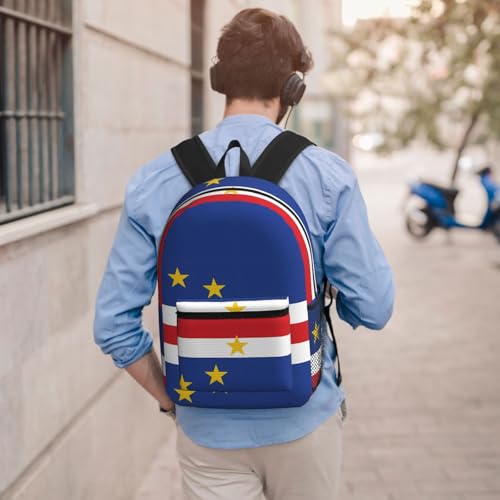 MZERSE Casual Travel Backpack Flag Of Cape Verde, Lightweight Commuter Daypack with Water Bottle Pocket, Laptop Backpack for Work, Gym and Outdoor Activities - color: Pattern (1110)