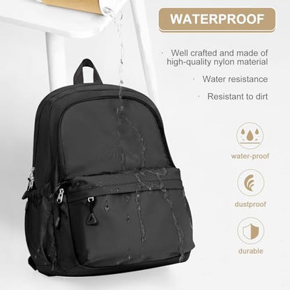 Casual Laptop Backpack for Women Men College Bookbag Waterproof Lightweight School Bag 15.6inch Laptop Daypack Large Capacity School Backpack for Teens Boys Girls, Black - color: Black a