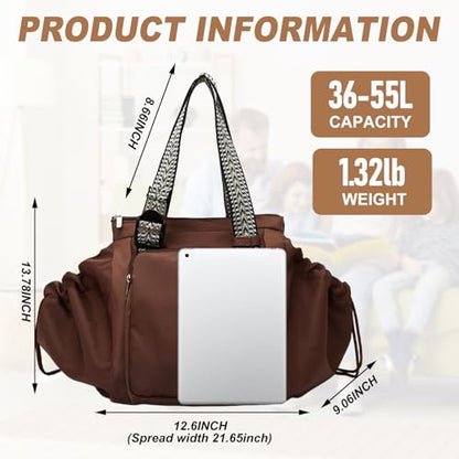 Multifunctional Travel Organizer Bag for Ladies - Doubles as a Stylish Backpack, Crossbody and Shoulder Bag, Boasts Great Storage Capacity (Dark Brown) - color: Dark Brown