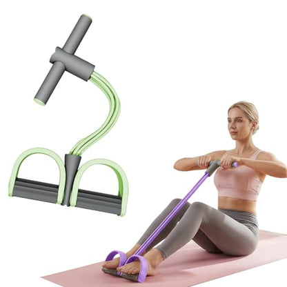 Pedal Resistance Band with Handles, 2026 Upgrade 6-Tube Pedal Resistance Band Multifunction Elastic Yoga Resistance Band for Full Body Workout, Stretching, Waist, Arm, Leg - color: green