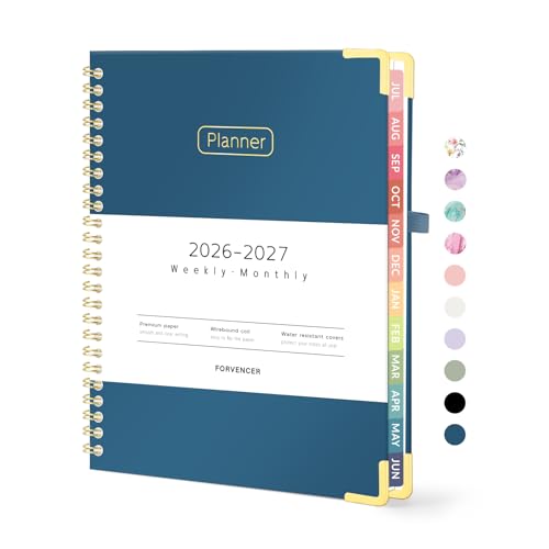 Forvencer Academic Planner 2026-2027, Hardcover Calendar Planner Weekly & Monthly, July 2026 - June 2027, 6" x 8", Daily Agenda with Tabs, College School Organizer for Student Teacher, Navy Blue - color: Navy Blue, size: 6.3"x8.4" (Jul 2026 - Jun 2027)