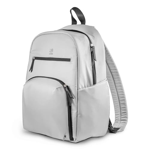 JuJuBe JJB New Deluxe Diaper Bag Backpack with Portable Changing Pad, Stroller Straps, Large Travel Backpack for Boy or Girl, Carrying Baby Bottles, Diapers, Pacifiers, Grey - color: Grey
