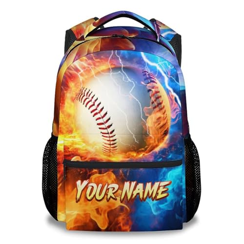 Personalized Kids Backpack, Baseball Backpacks for Boys, 17" Custom Bookbag for Primary Middle School, Durable School Bag for Children - color: Color-4