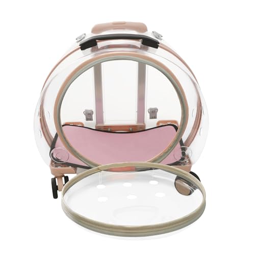 Pet Carrier with Wheels, Clear Cat Carrier Pet Trolley Case Pet Backpack with Multiple Ventilation Holes for Cats and Dogs, Pink - color: Pink Cat Carrier