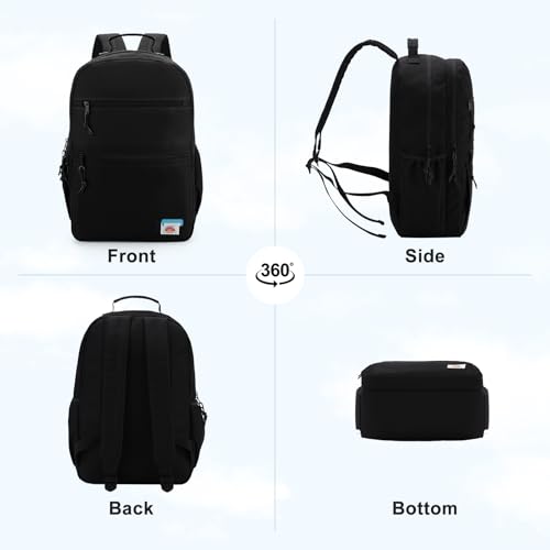 VASCHY School Backpack, Lightweight Classic Cute Aesthetic Bookbag Daypack for Teen Boys Girls Traveling/Gym/Middle School Black - color: Black-l, size: Large-17in