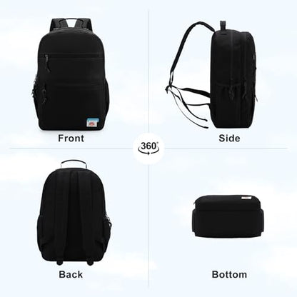VASCHY School Backpack, Lightweight Classic Cute Aesthetic Bookbag Daypack for Teen Boys Girls Traveling/Gym/Middle School Black - color: Black-l, size: Large-17in