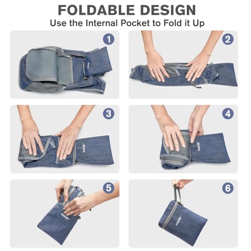 G4Free 10L/15L Hiking Backpack Lightweight Packable Hiking Daypack Small Travel Outdoor Foldable Shoulder Bag - color: Dark Blue, size: 10L
