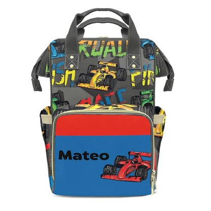 Customized Diaper Bag Customized Diaper Backpack Nappy Backpack Personalized Diaper Bags Boys Multifunction Shoulders Bag Nursing Bags, Colorful Road Car - color: Colorful Road Car