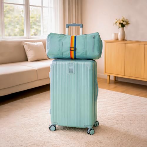 4 Pack Strong Adjustable Luggage Connector Straps, 11''-18" Rainbow Flexible Suitcase Accessories Elastic Fastening Multi-Functional Travel Packing for Securing Stacking Bag, Backpacks (Rainbow+Black)