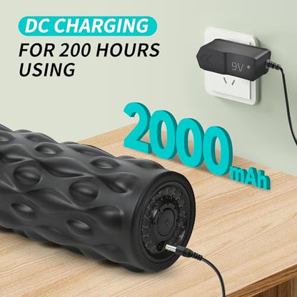 High-Density Vibrating Foam Roller Black with 4 Customizable Speeds for Deep Tissue Massage, Muscle Recovery and Pain Relief -Rechargeable with Massage Backpack - color: Black, size: 13 x 4.5 Inch with Massage Backpack
