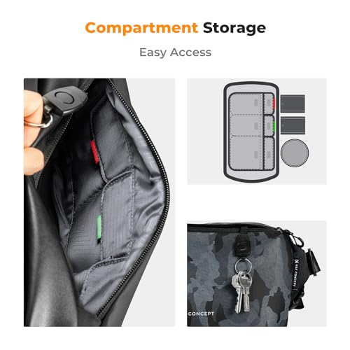 K&F CONCEPT Camera Sling Bag Crossbody Bag Waterproof Camera Shoulder Backpack DSLR/SLR/Mirrorless Camera Case - color: 05 Black+camouflage Medium