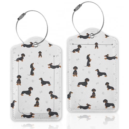 Dachshund Dog Paws Luggage Tags for Suitcase,Luggage Tag with Stainless Steel Loop Privacy Cover ID Label Travel Bag Luggage Identifiers for Women Men Travel,Set of 2 - color: Dachshund Dog Paws
