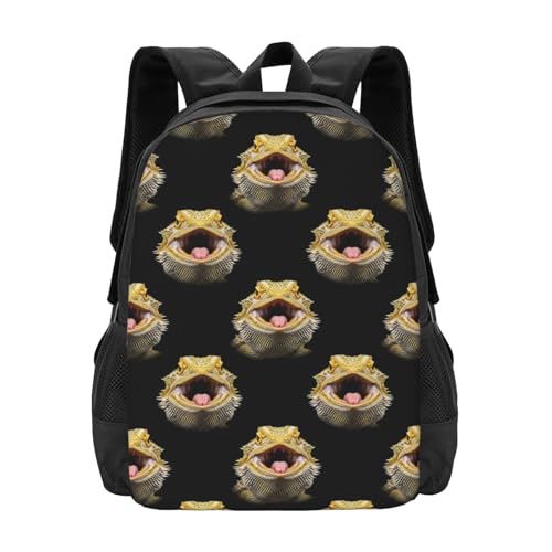 Travel Daypack Bearded Dragon Lizard, Quick-Access Pocket, Side Bottle Holder, for Active Adults - color: Design (410)