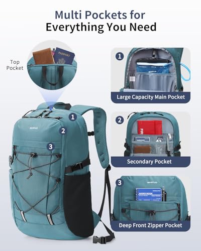ECOHUB Hiking Backpack 30L Travel Backpack Lightweight Casual Daypack Water Resistant Camping Bag Outdoor Sports Back pack for Men Women - color: Green