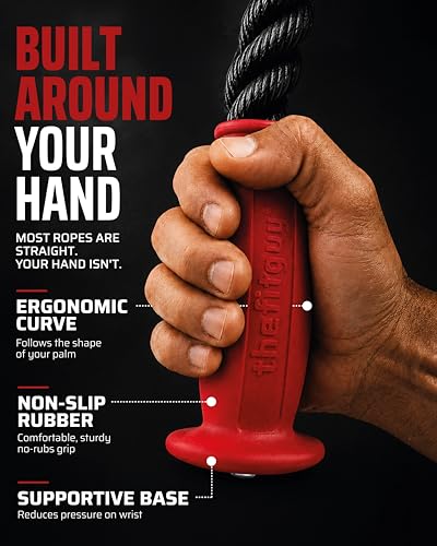 THEFITGUY Ergonomic Tricep Rope | 30” Non-Slip Cable Attachment | Wrist Pressure Relief | Grip Strength & Forearm Activation | Home & Commercial Gym Accessory | for Cable Machine & Smart Gym