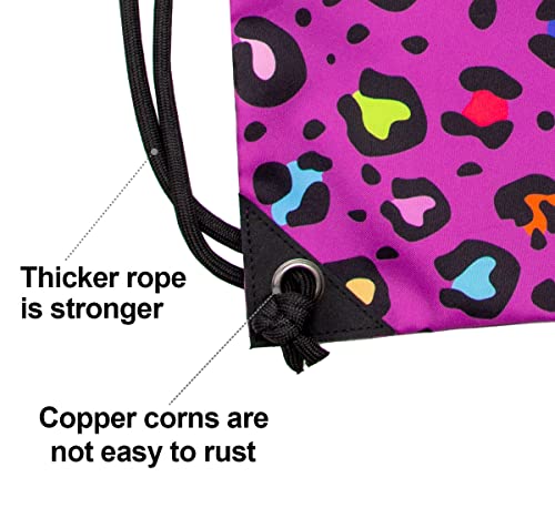HOLYLUCK Drawstring Backpack Bag Sport Gym Sackpack - color: Colorful Purple Leopard