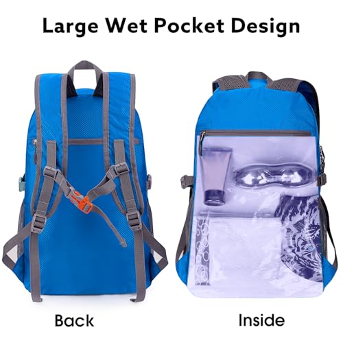 G4Free 40L Lightweight Packable Hiking Backpack, Waterproof Travel Daypack - color: Navy Blue