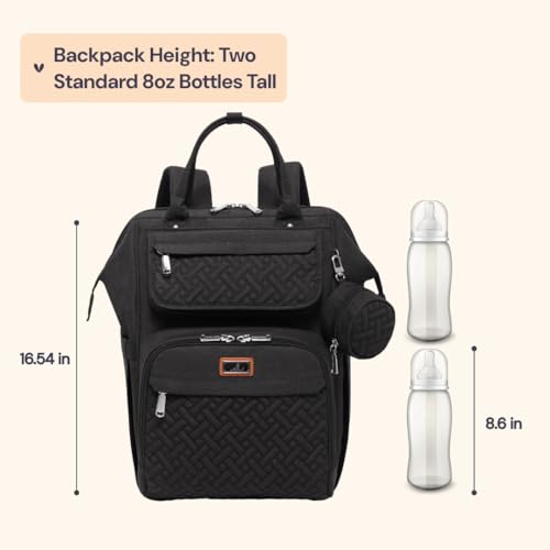 BabbleRoo Diaper Bag Backpack, Multifunction Nappy Changing Bag with Changing Pad, Stroller Straps & Pacifier Case, Unisex Stylish Travel Back Pack for Moms & Dads - Black - color: Black