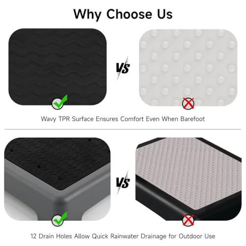 Senior Mobility Step Platform, Non-Slip Stool For Stairs, Cars, Beds, 440 Lbs Load Capacity, Portable Half-Step Riser For Elderly