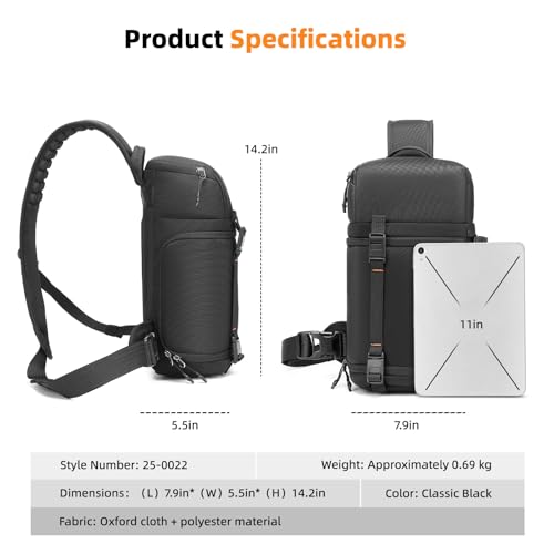 Camera Sling Bag, Crossbody Shoulder Bag for Canon, Nikon, Sony, Fuji DSLR/SLR/Mirrorless Cameras, Photographer Photography Bag (Elegant Black) - color: Elegant Black