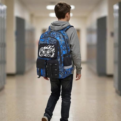 School Backpack for Boys - Gamer Boys Backpacks for Kids Teens Elementary Middle High School,18″ Large Capacity Students Bookbag with Usb Charging Port - color: Game003-only