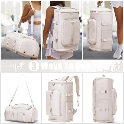 MIYCOO Gym Bag with Shoes Compartment and Wet Pocket - Sports Duffle for Men and Women, Travel Backpack Weekender Overnight Bag Beige - color: Beige B-Style1