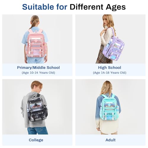Sisipoet Clear Backpack for School, PVC Clear Bookbag Heavy Duty Transparent Backpack for Stadium Events See Through Bag - color: 1pc-pink