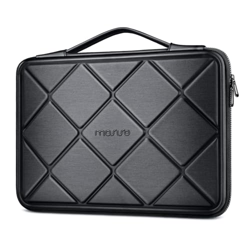 MOSISO Laptop Case 16 inch, 15-15.6 inch Laptop Sleeve Waterproof Shockproof Computer Bag Compatible with MacBook HP Dell Lenovo, Checkered EVA Carrying Case Computer Bag Hard Shell with Handle, Black