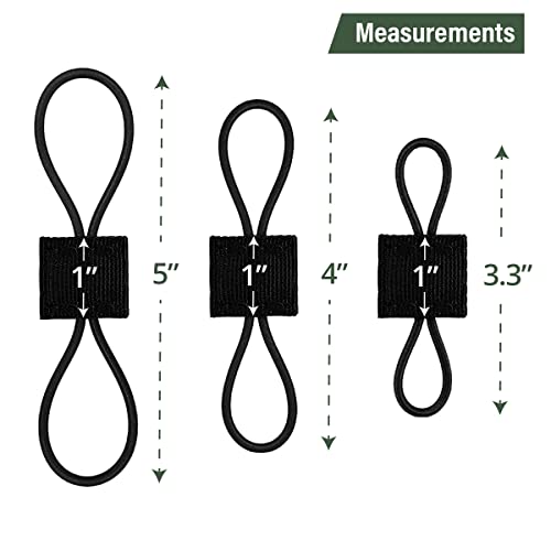 Elastic Webbing Binding Ribbon Multipurpose Backpacks Attachments Tactical Molle Backpack Accessories, Tactical EDC Gear (12 Pieces Black 3 Size Kit)